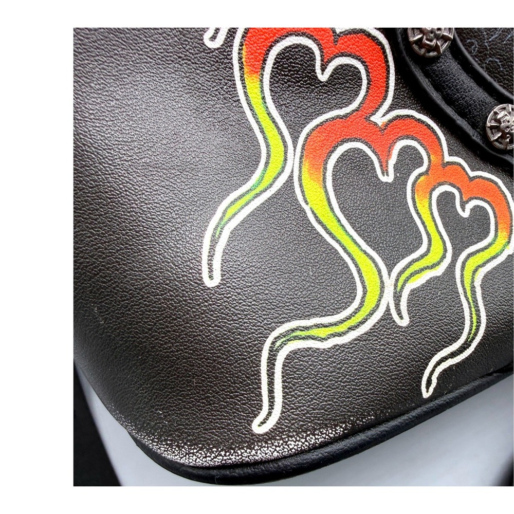 Ed Hardy Black Tattoo Satchel Broken Hearts Fairytales Crossbody Bag Studded - Picture 7 of 16